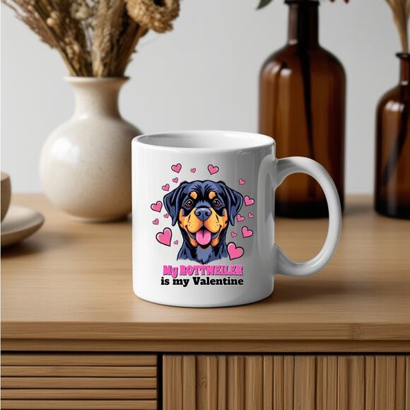 My Rottweiler is My Valentine Cute Gift Coffee Mug - Picture 2 of 2